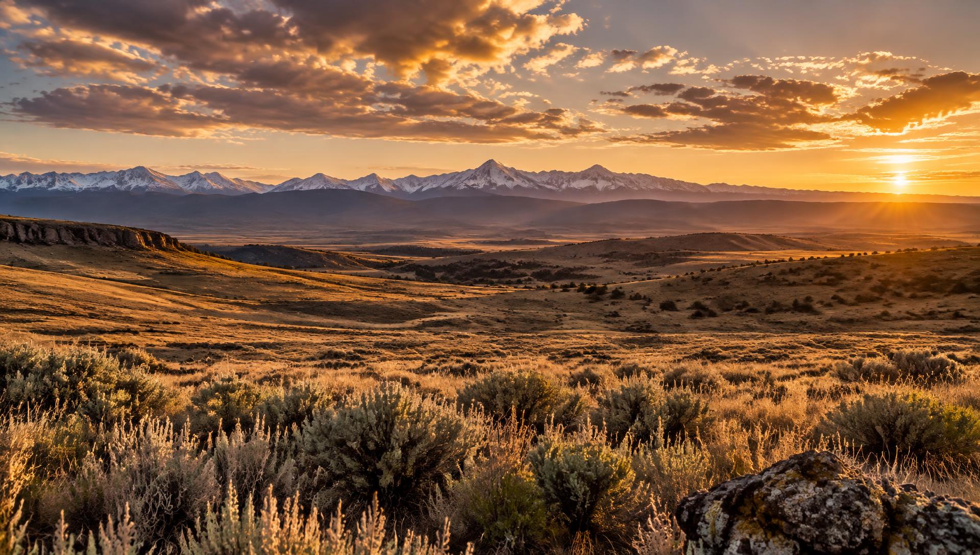 Wyoming prairie at sunset
